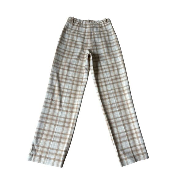 Aritzia Wilfred Effortless Plaid Pants size 8 Tan Cream - Picture 2 of 9